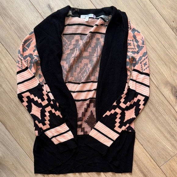 Say What? Sweaters - SAY WHAT? Long Sleeve Flowy Bright Neon Pink Aztec Print Knit Cardigan Sweater